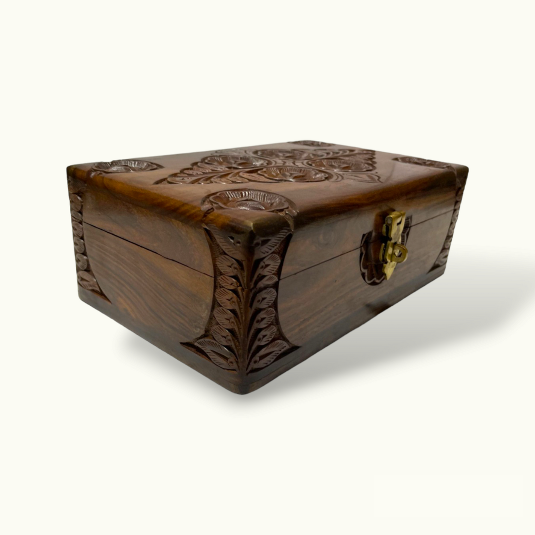 Beautiful Carving Jewelry Box, Stunning Wooden Jewelry Box.