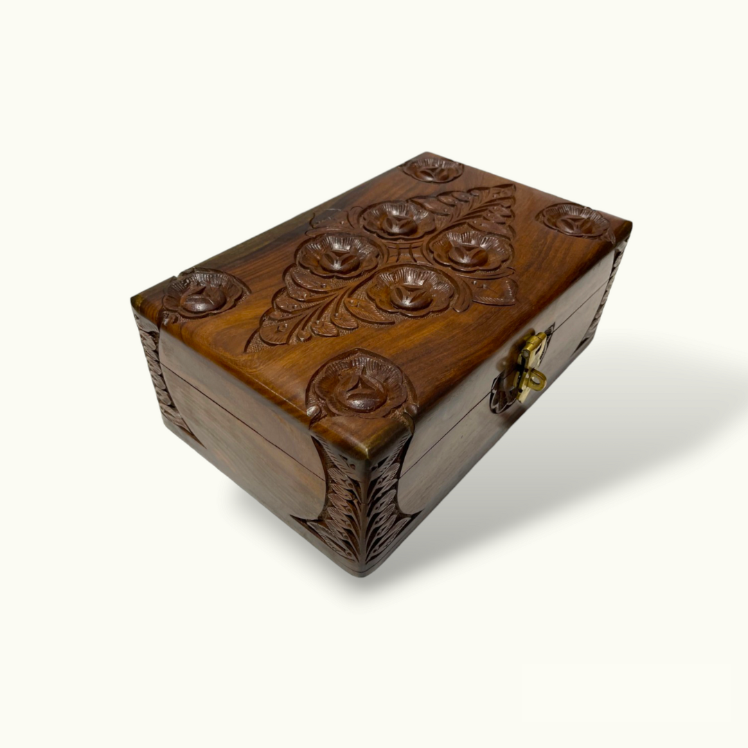 Beautiful Carving Jewelry Box, Stunning Wooden Jewelry Box.