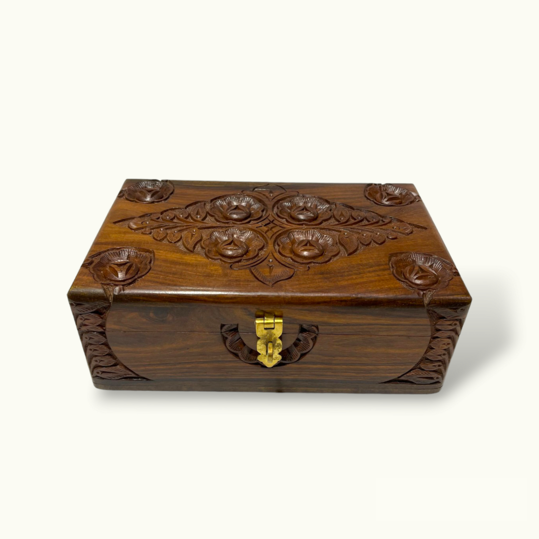 Beautiful Carving Jewelry Box, Stunning Wooden Jewelry Box.