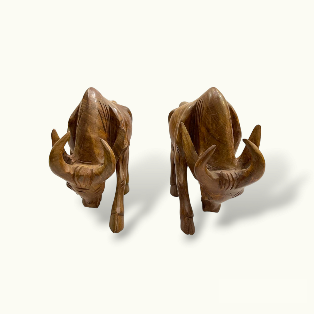 Handcrafted Bulls, Fighting Bulls Set, Wooden Bull Set.