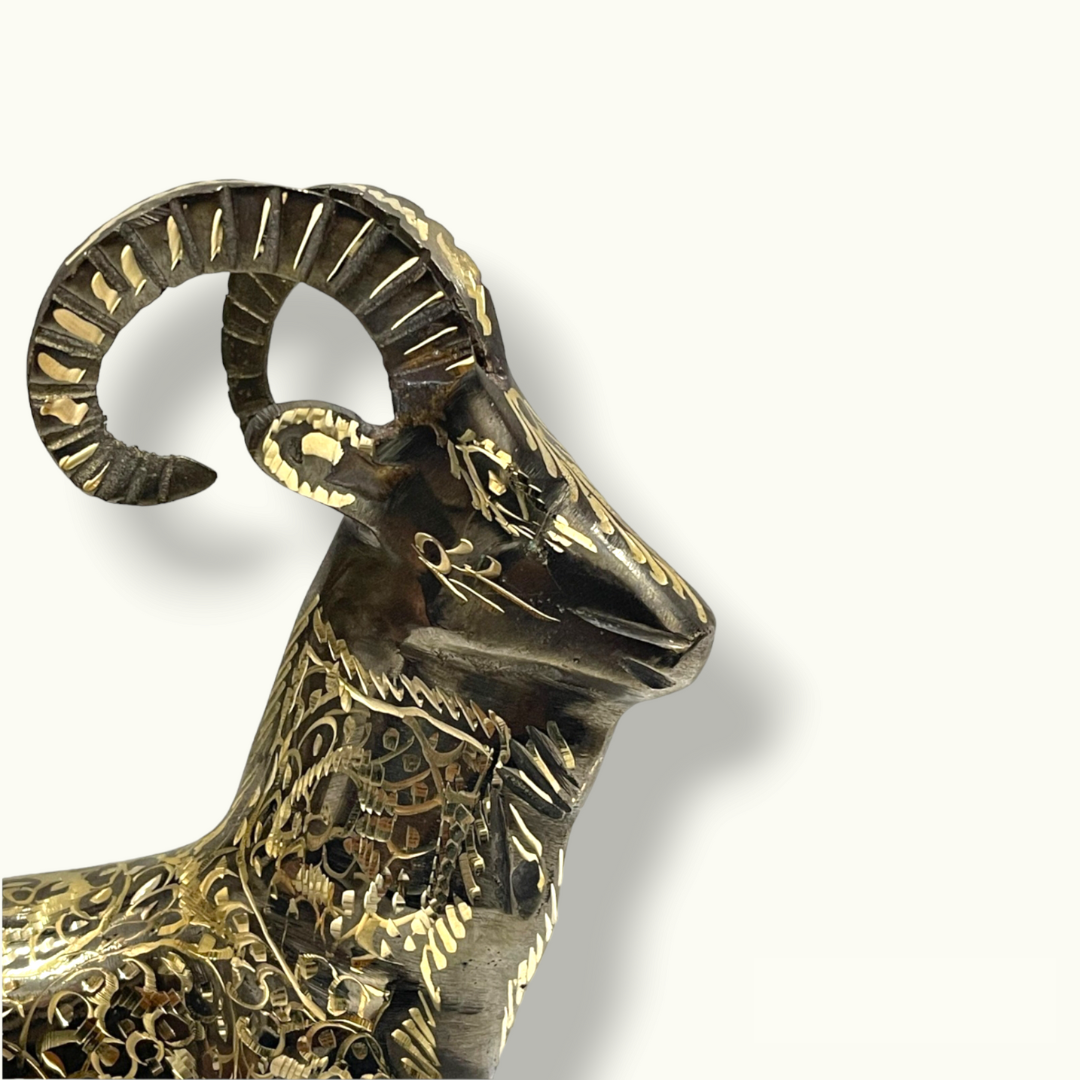 Handcrafted Brass Markhor, Beautiful Markhor Sculpture.