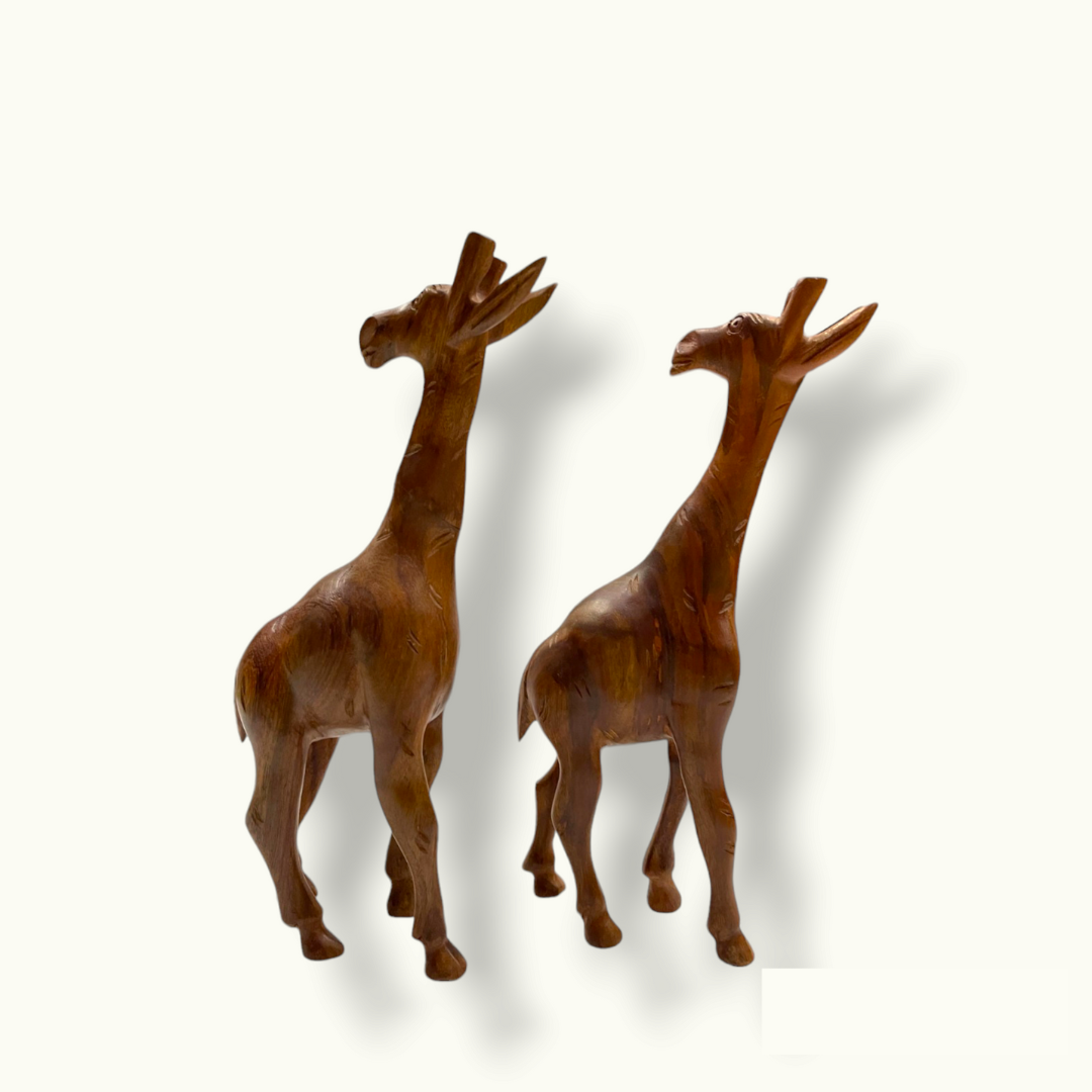 Unique Giraffe Home Accents, Handmade Wooden Giraffe Set.