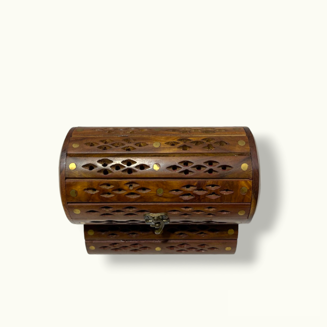 Wooden Jewelry Box, Brass Work Wooden Jewelry Box, Dholki Wooden Box.