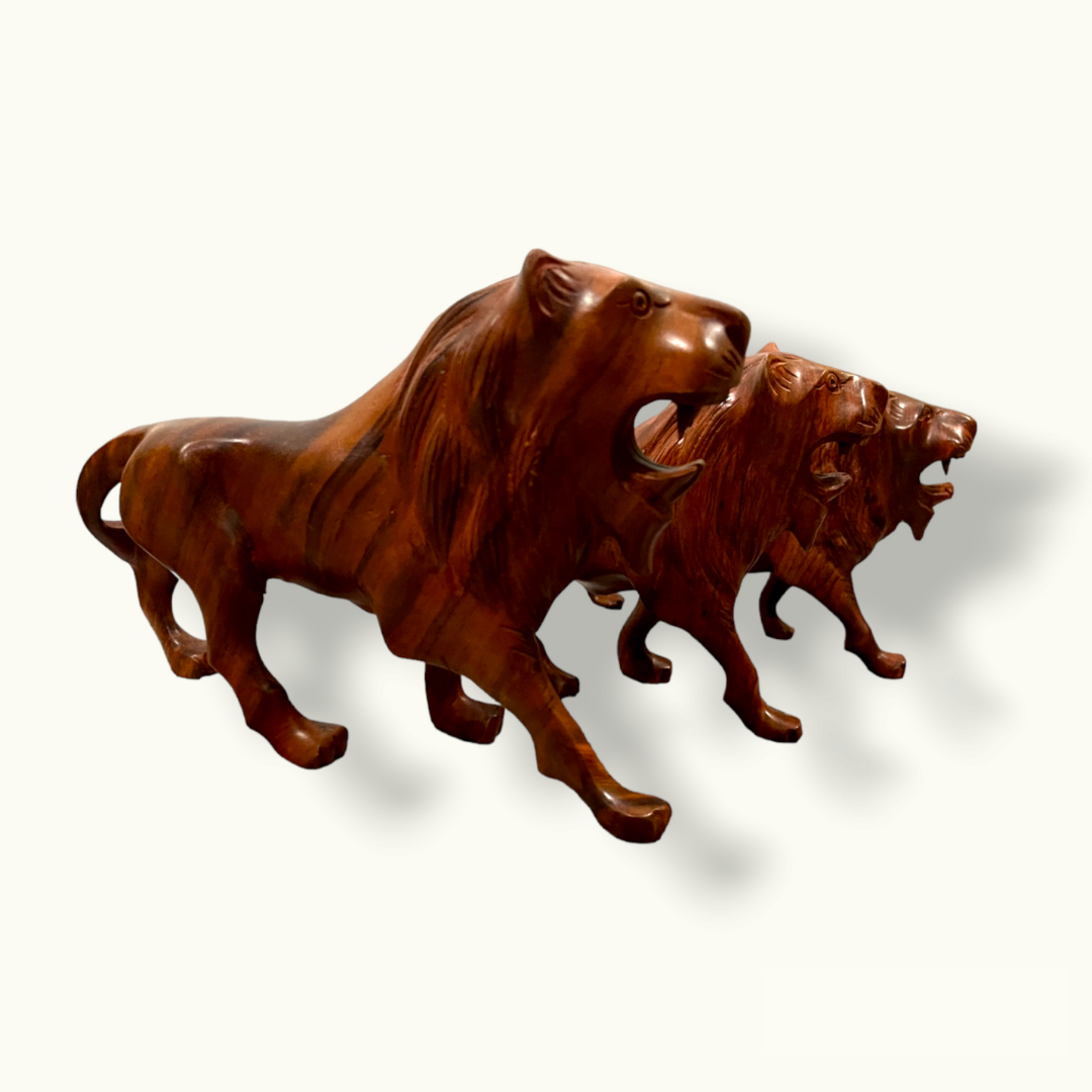 Handmade Wooden Lions Set, The Best Wooden Lion Set.