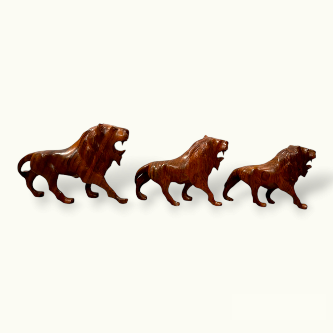 Handmade Wooden Lions Set, The Best Wooden Lion Set.