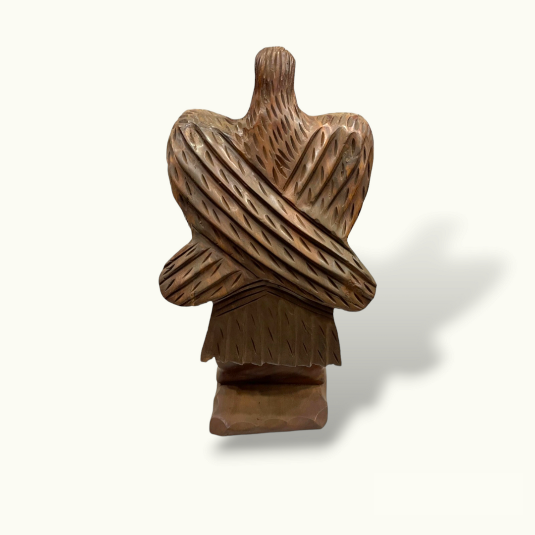 Wooden Eagle Sitting on a Tree Branch, Eagle Sculpture.