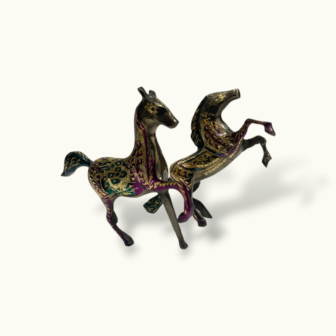 Beautiful Deco Work Brass Horses, Stunning Horse Sculptures.