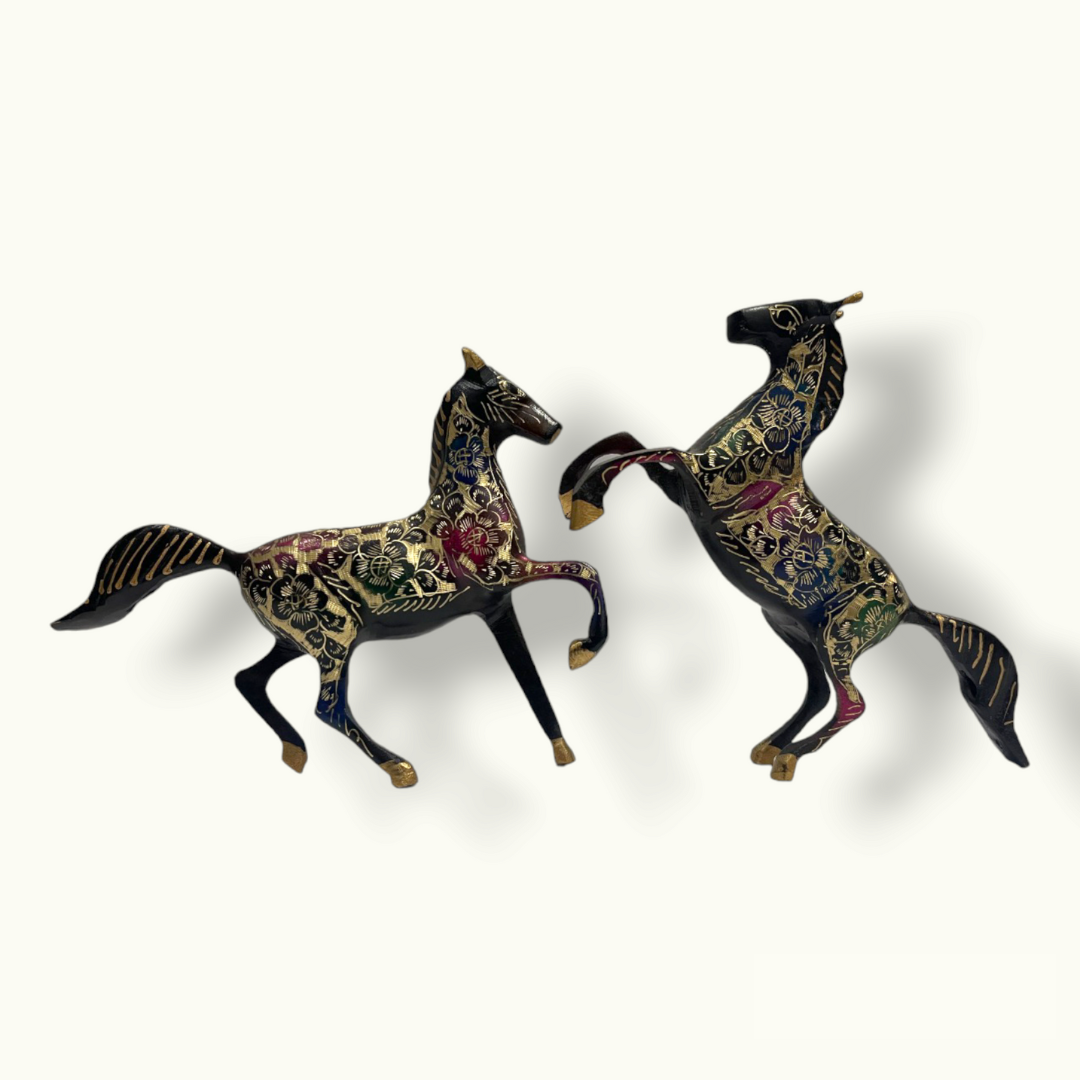 Beautiful Deco Work Brass Horses, Stunning Horse Sculptures.