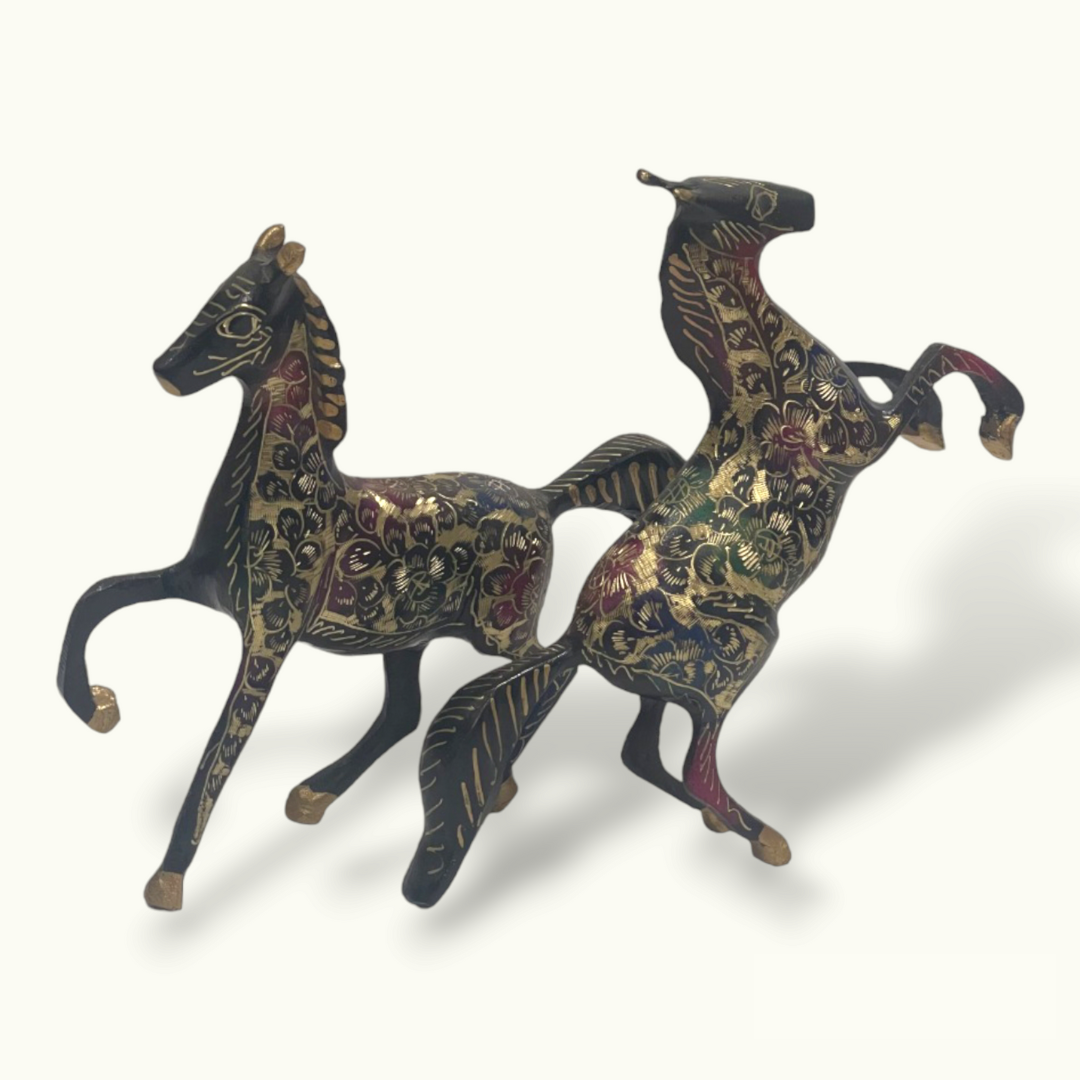 Beautiful Deco Work Brass Horses, Stunning Horse Sculptures.