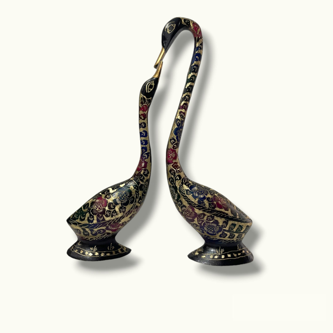 Handcrafted Brass Swan Set, The Beautiful Swan Statue.