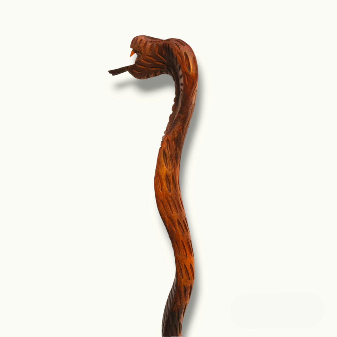 Stunning Wooden Snake Stick, Handcrafted Wooden Snake Stick.