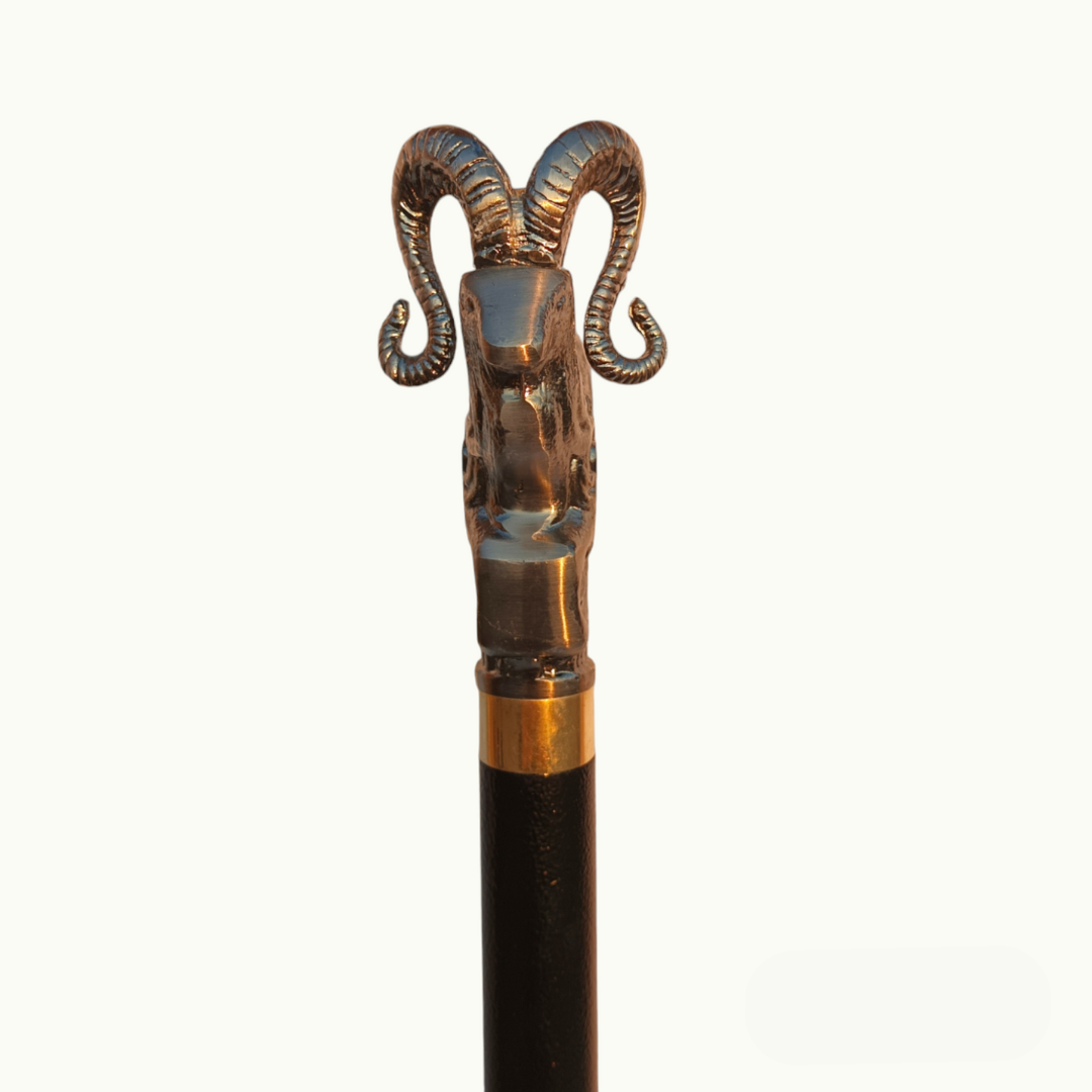 Beautiful Markhor Walking Stick, Silver Markhor Walking Cane.