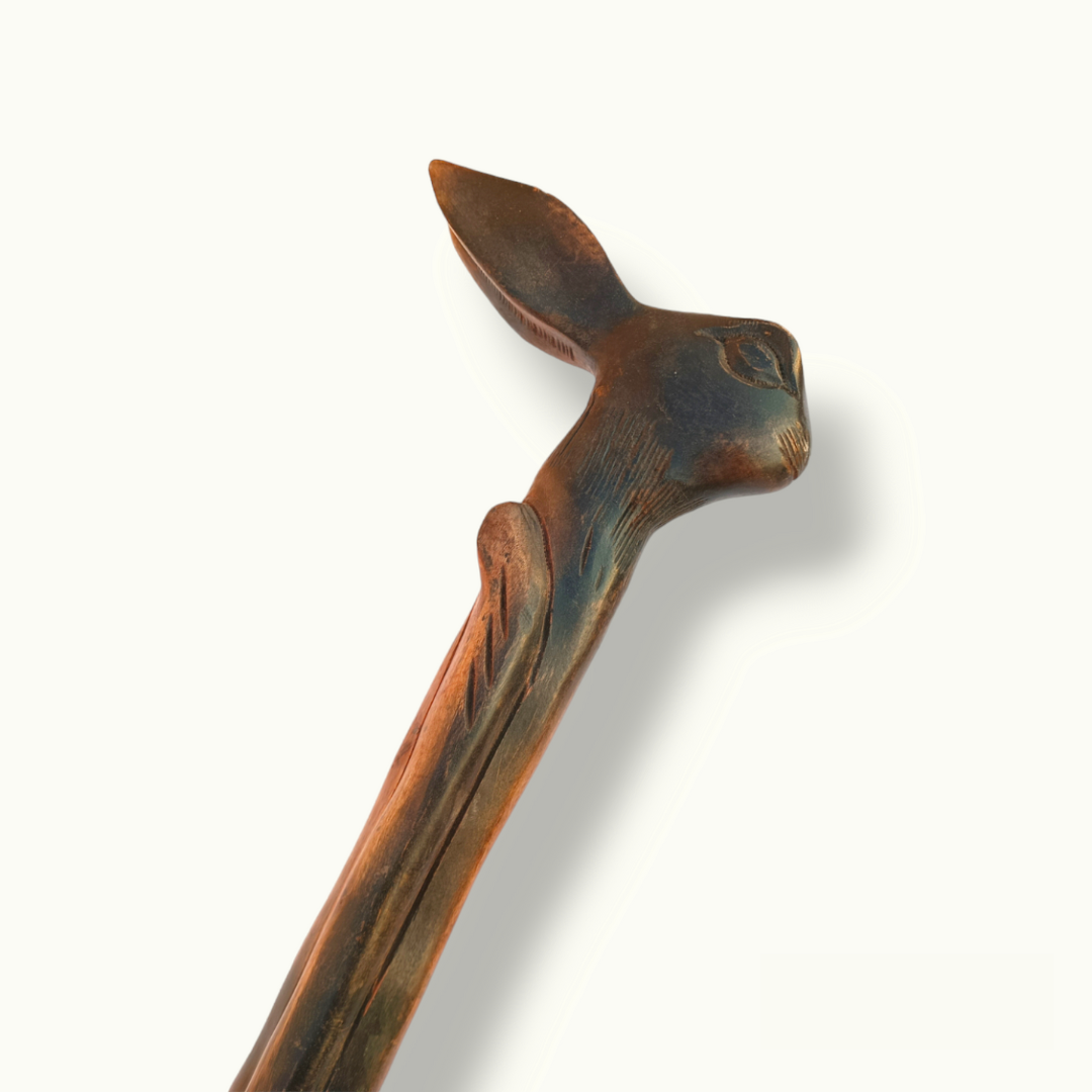 Beautiful Wooden Rabbit Head Walking Stick, Creative Walking Cane.