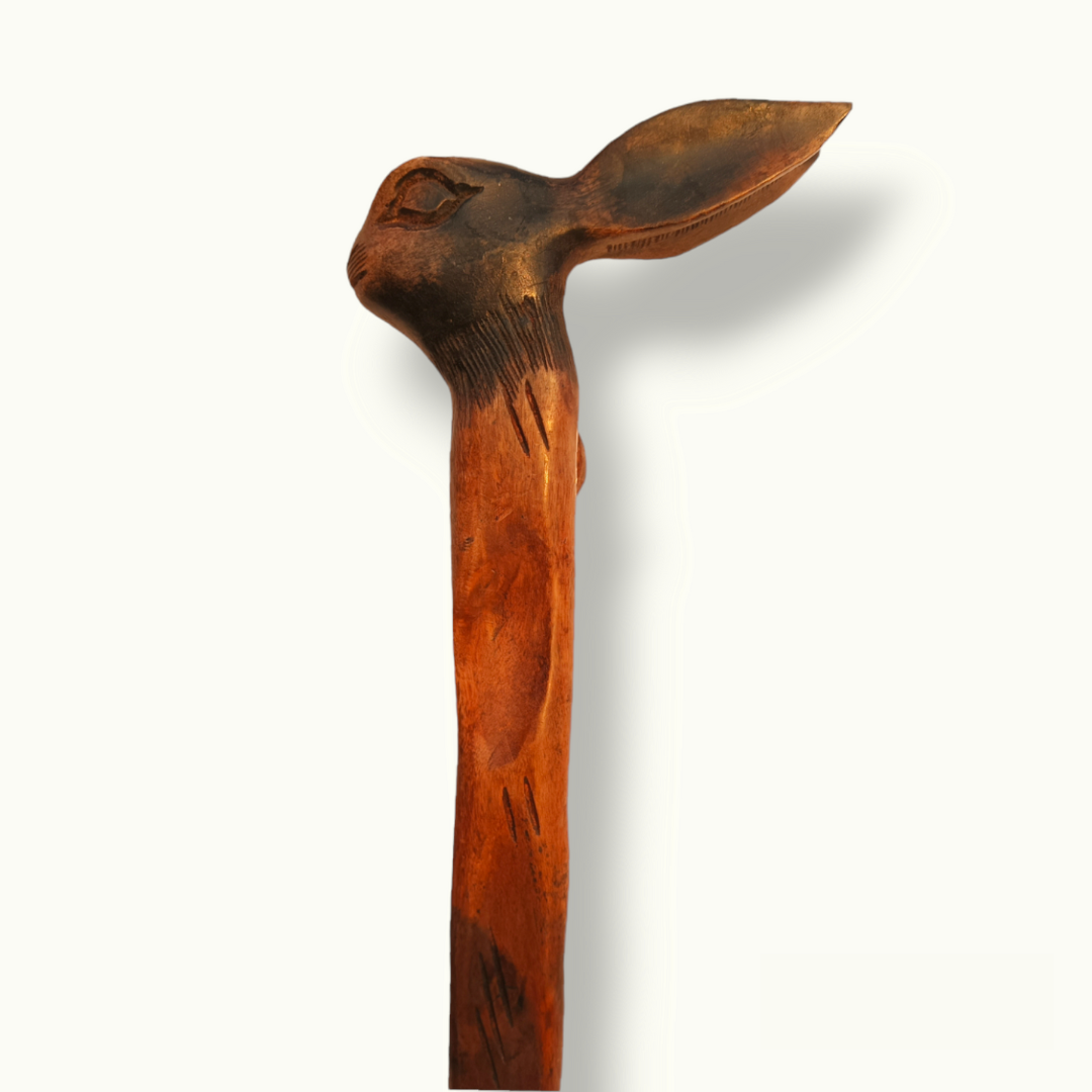 Beautiful Wooden Rabbit Head Walking Stick, Creative Walking Cane.