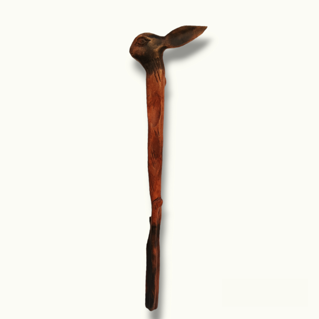 Beautiful Wooden Rabbit Head Walking Stick, Creative Walking Cane.