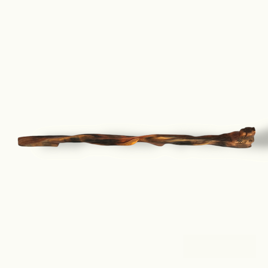 Handcrafted Wooden Lion Stick, Classic Head Lion Walking Cane.