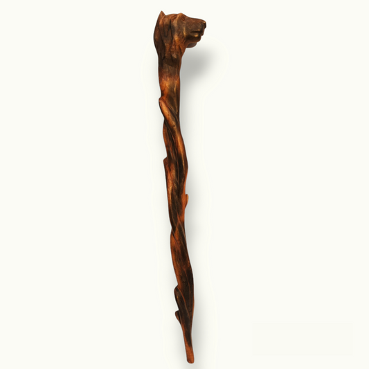 Handcrafted Wooden Lion Stick, Classic Head Lion Walking Cane.