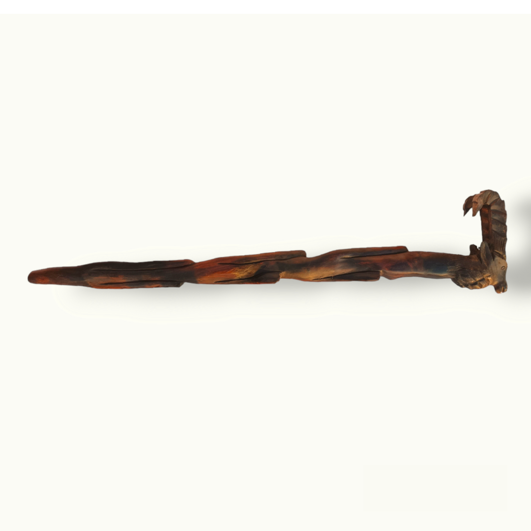 Exquisite Hand-carved Wooden Markhor Walking Stick, Best Wooden Cane.