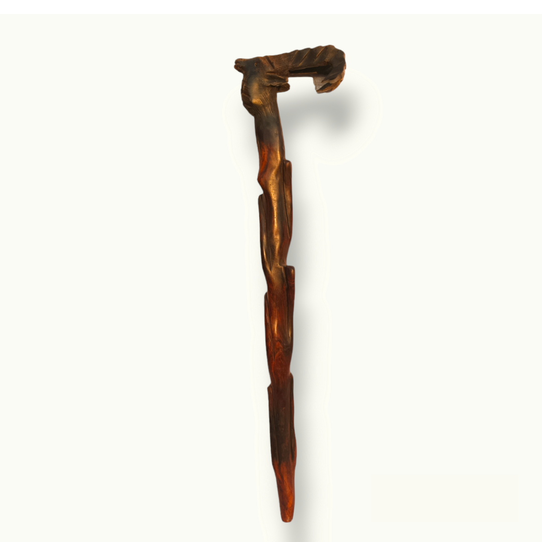 Exquisite Hand-carved Wooden Markhor Walking Stick, Best Wooden Cane.