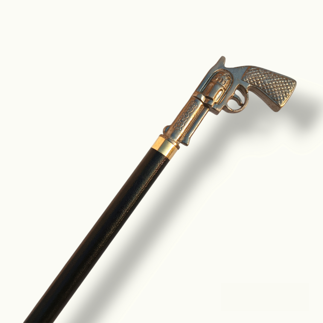 Revolver Handle Cane, Unique Pistol Shape Walking Stick.