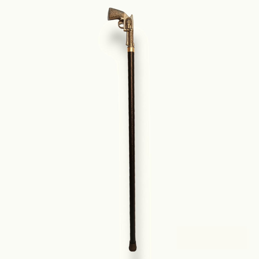 Revolver Handle Cane, Unique Pistol Shape Walking Stick.