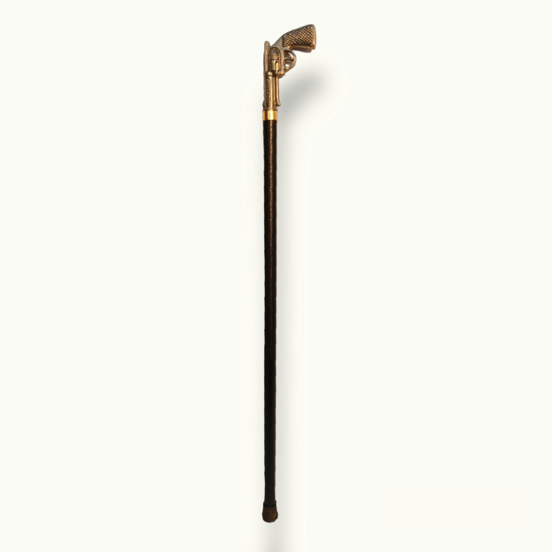 Revolver Handle Cane, Unique Pistol Shape Walking Stick.