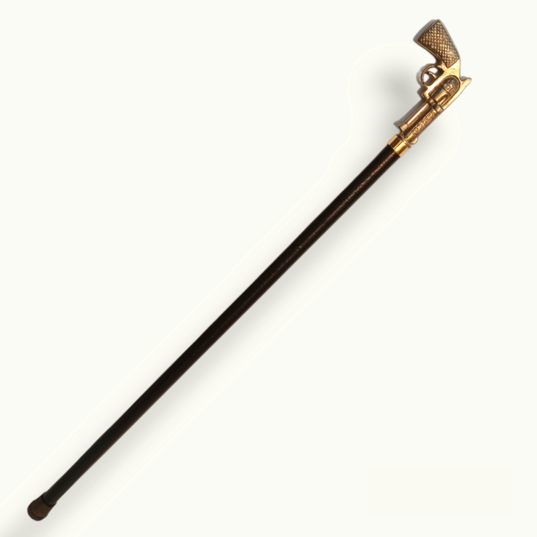 Revolver Handle Cane, Unique Pistol Shape Walking Stick.