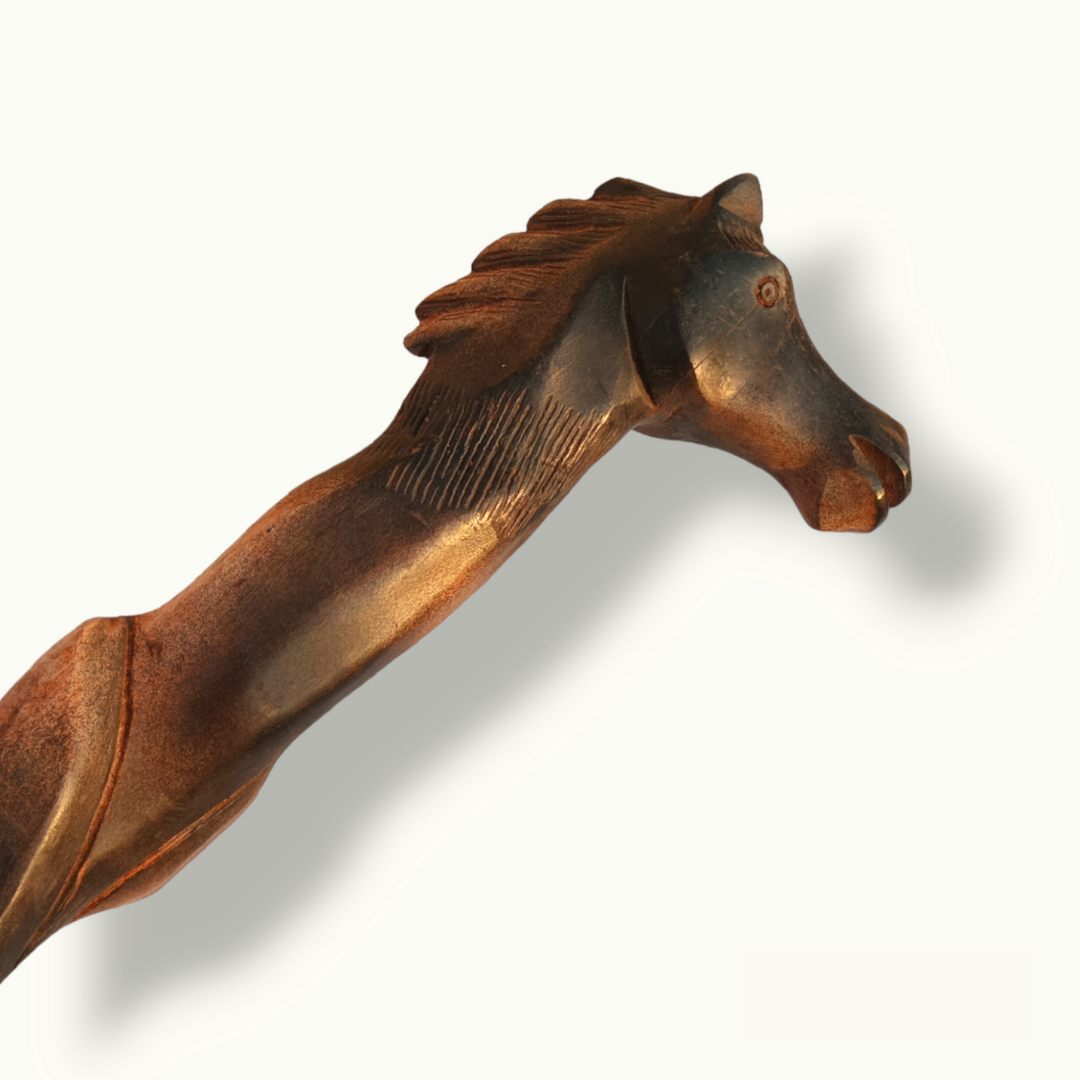 Beautiful Wooden Horse Walking Stick, Handcrafted Elegance for Strolls.