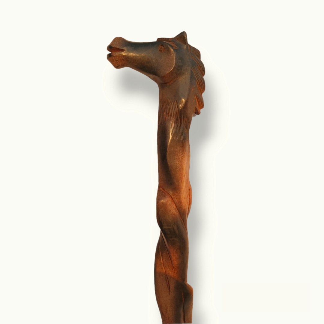 Beautiful Wooden Horse Walking Stick, Handcrafted Elegance for Strolls.