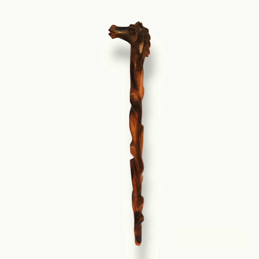 Beautiful Wooden Horse Walking Stick, Handcrafted Elegance for Strolls.