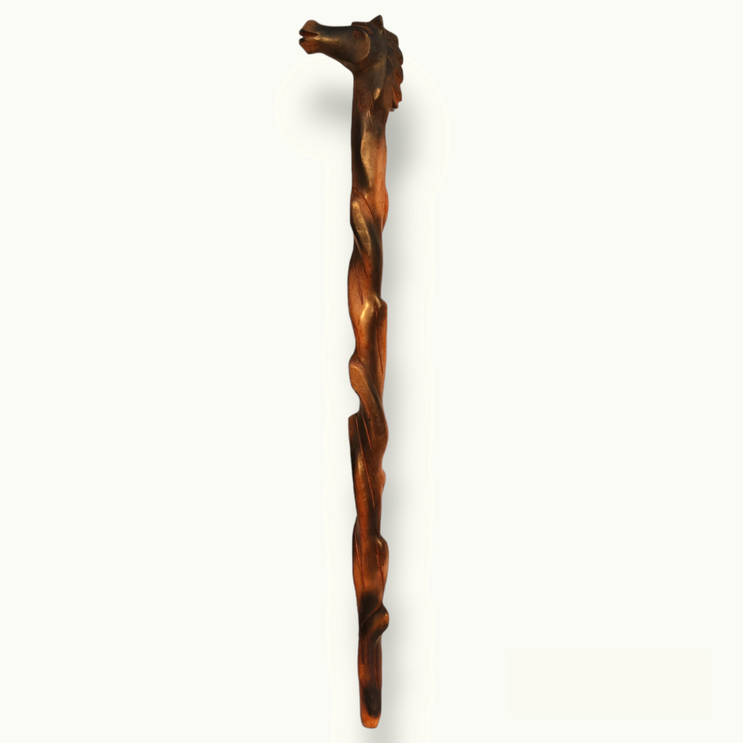 Beautiful Wooden Horse Walking Stick, Handcrafted Elegance for Strolls.