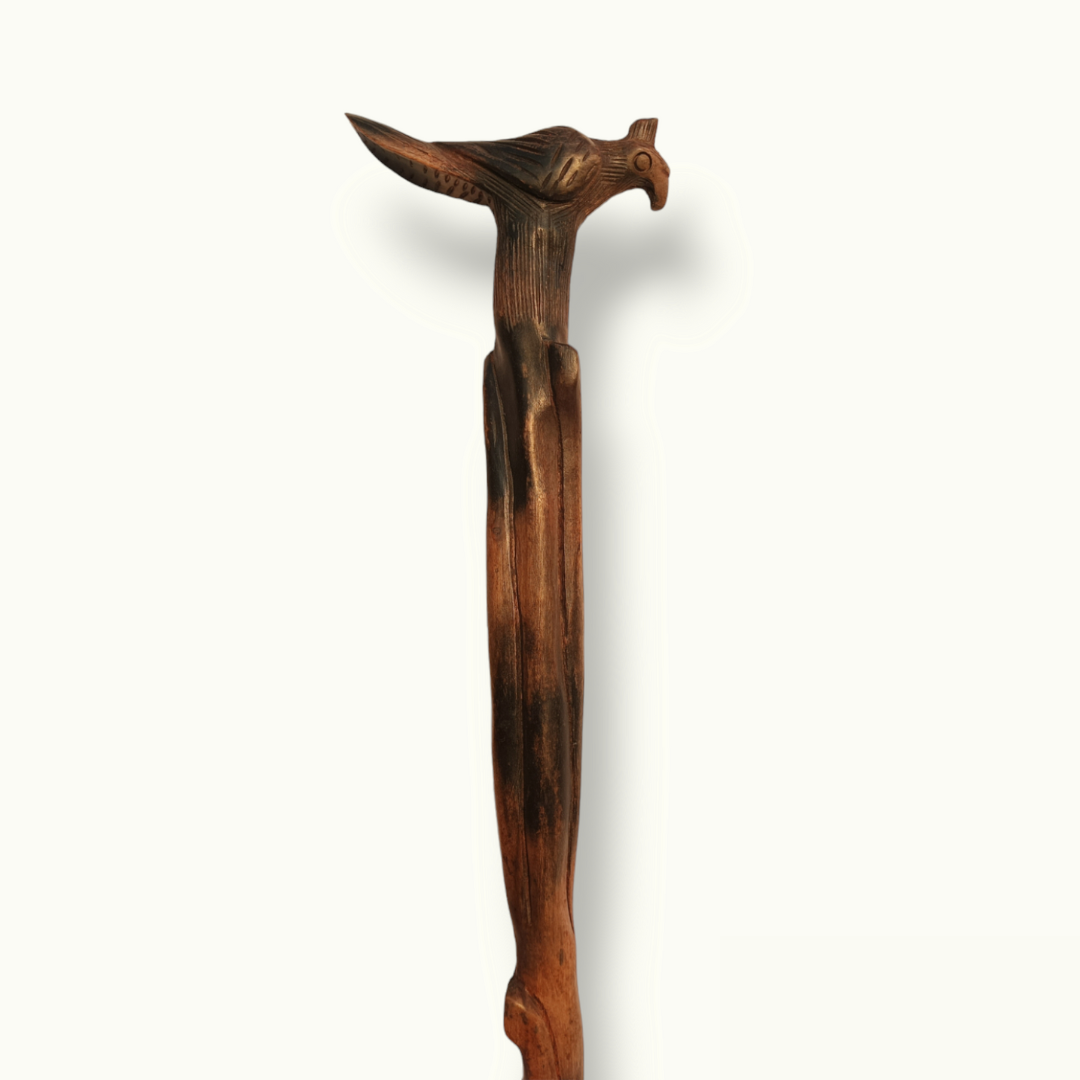 Handcrafted Wooden Sparrow Cane, Stunning Sparrow Walking Stick.