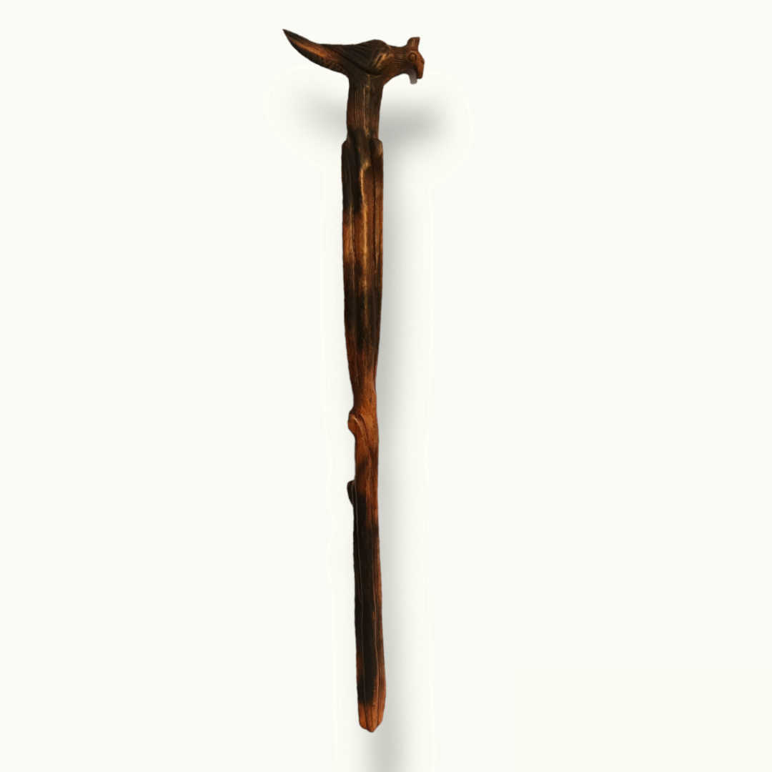 Handcrafted Wooden Sparrow Cane, Stunning Sparrow Walking Stick.