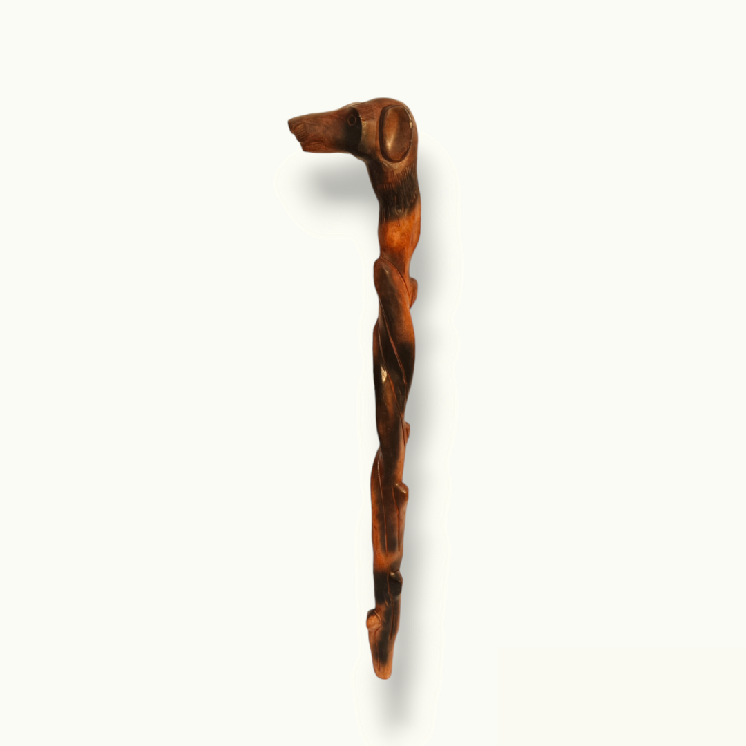 Handcrafted Wooden Dog Stick, Creative Dog Shape Walking Cane.