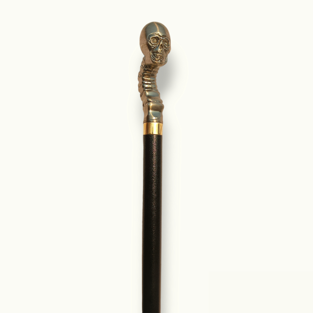 Skull Head Walking Stick For Men, Stunning Metal Skull Cane.