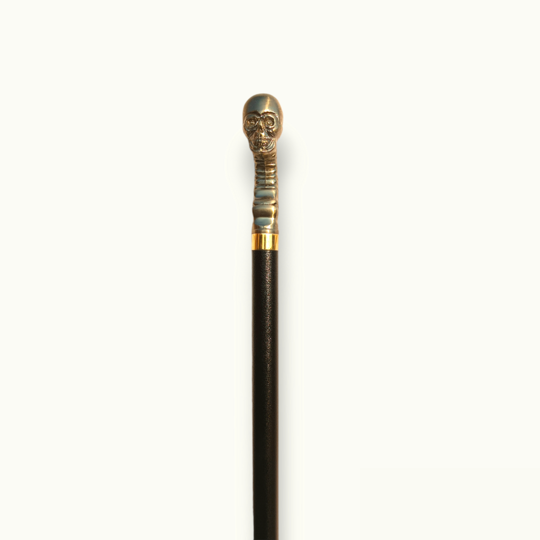 Skull Head Walking Stick For Men, Stunning Metal Skull Cane.