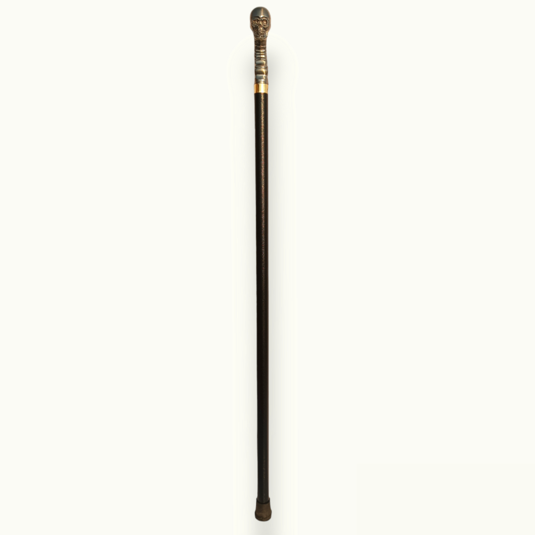 Skull Head Walking Stick For Men, Stunning Metal Skull Cane.