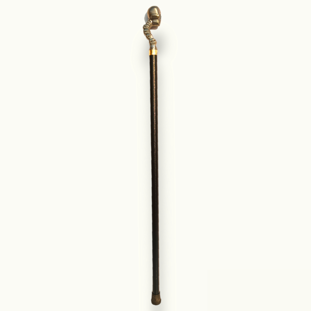 Skull Head Walking Stick For Men, Stunning Metal Skull Cane.