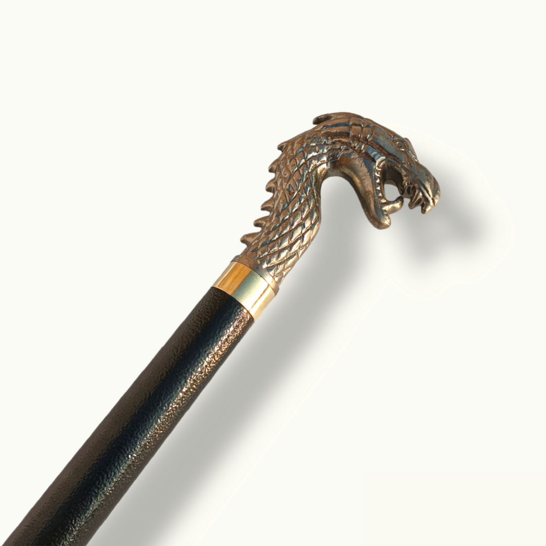 Stunning Dragon Head Walking Stick, Best Metal Walking Cane.