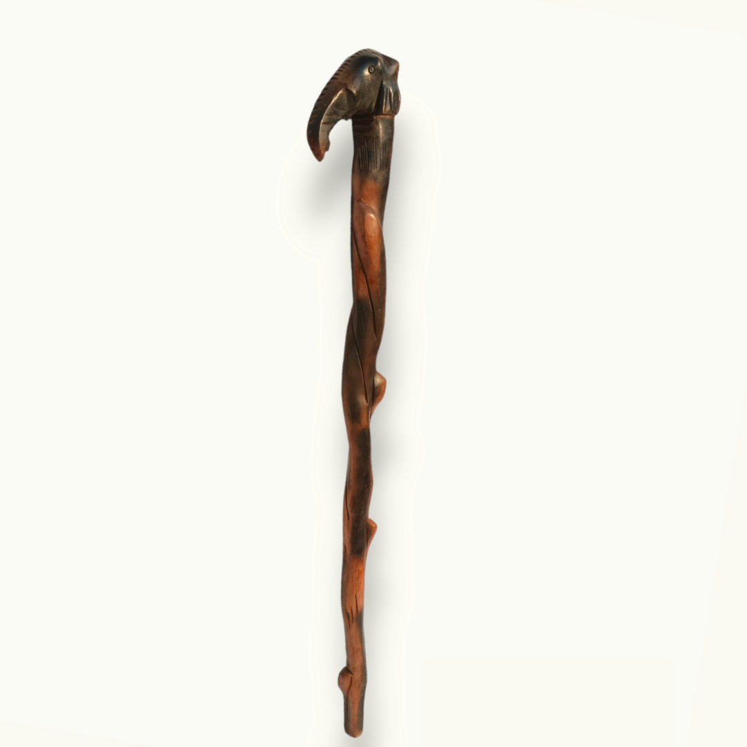 Handcrafted Elephant Walking Stick, Elephant Shape Walking Cane.