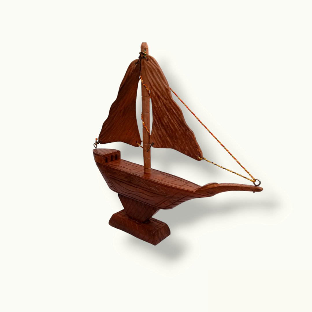 Handcrafted Wooden Sailboat, Stunning Sailboat Model.