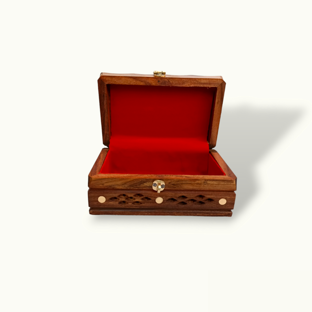 Beautiful Floral Carving Jewelry Box, Handmade Wooden Jewelry Holder.