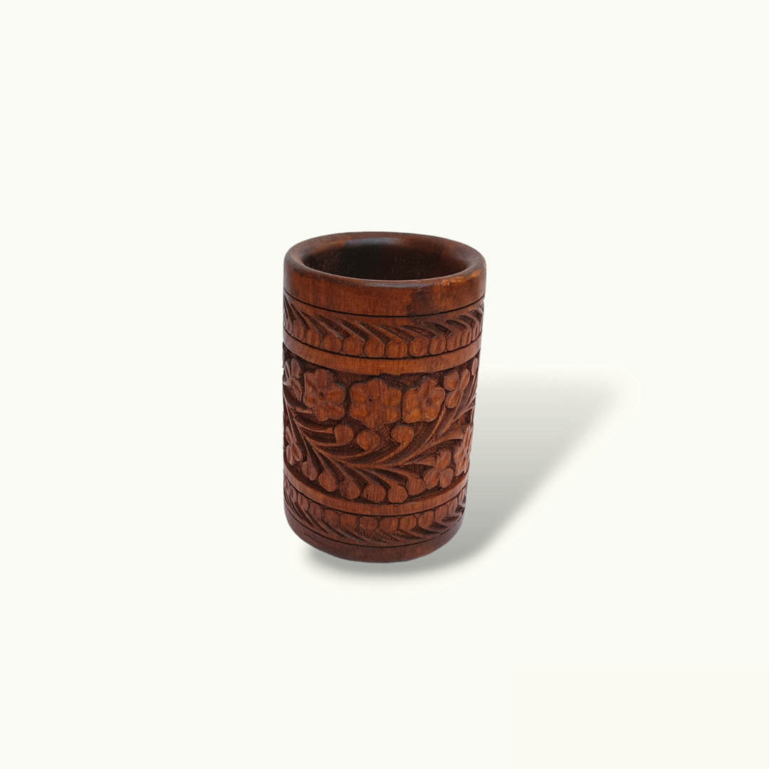 Beautiful Handcrafted Carving Pen Holder, Wooden Pen Jar.