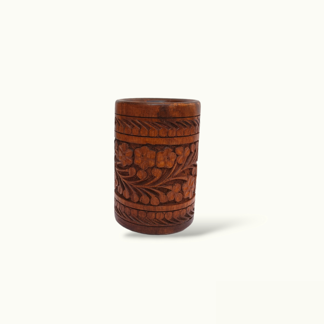 Beautiful Handcrafted Carving Pen Holder, Wooden Pen Jar.