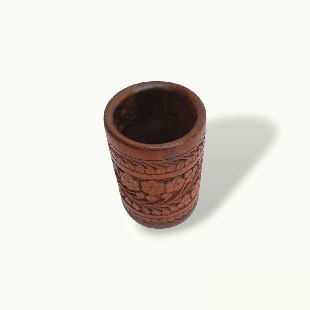 Beautiful Handcrafted Carving Pen Holder, Wooden Pen Jar.