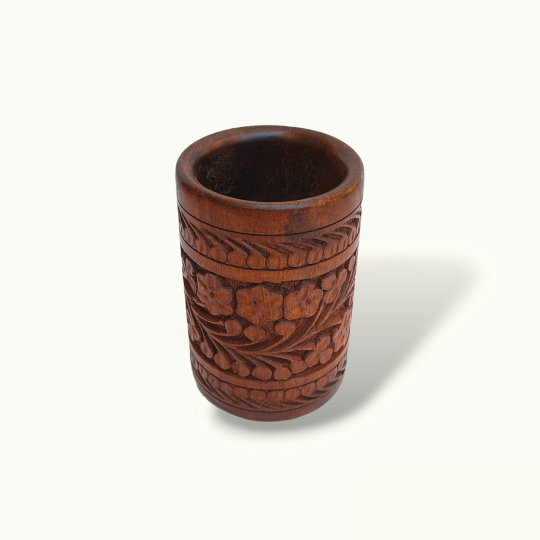 Beautiful Handcrafted Carving Pen Holder, Wooden Pen Jar.