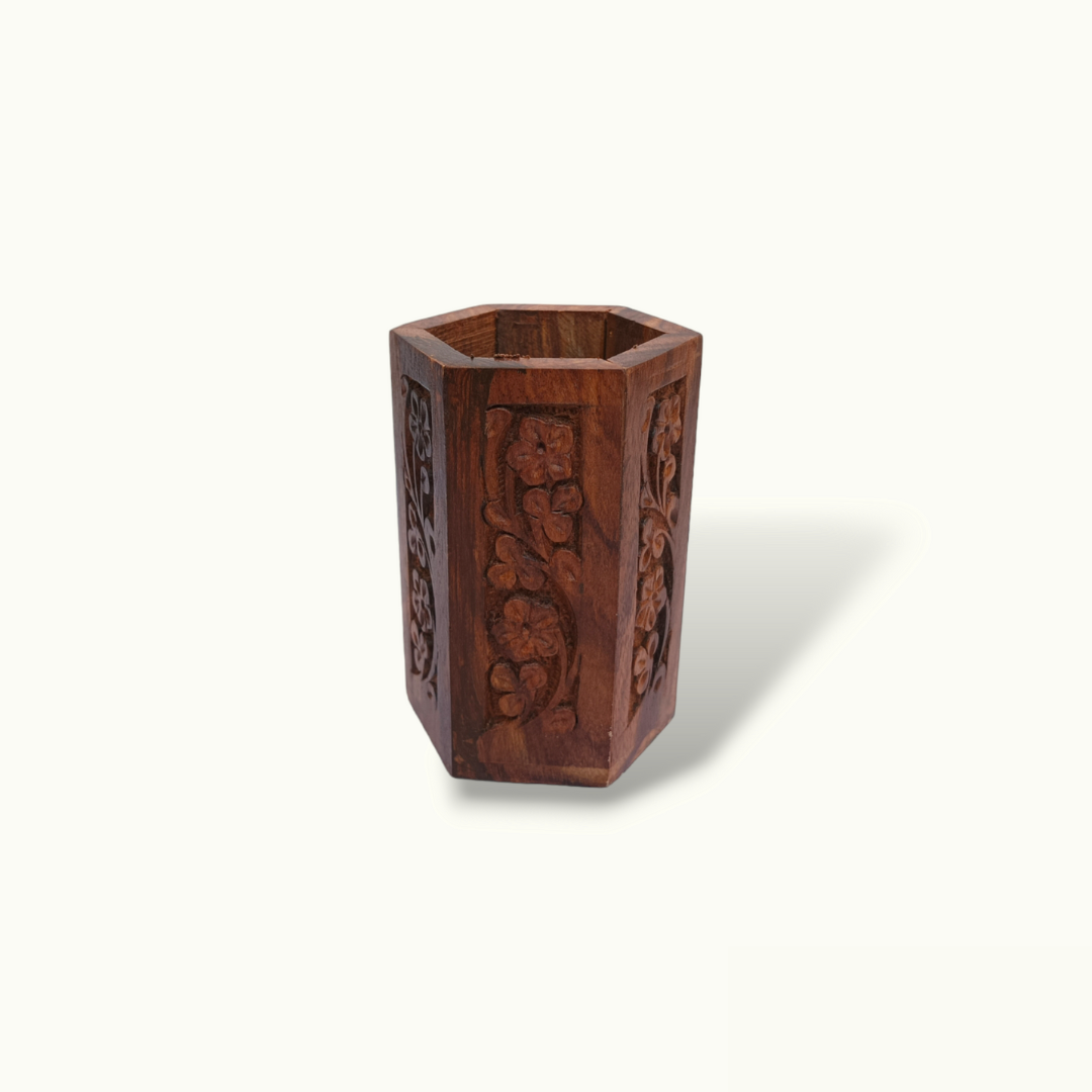 Elegant Wooden Pen Jar, Stylish Holder For Your Favorite Pens.