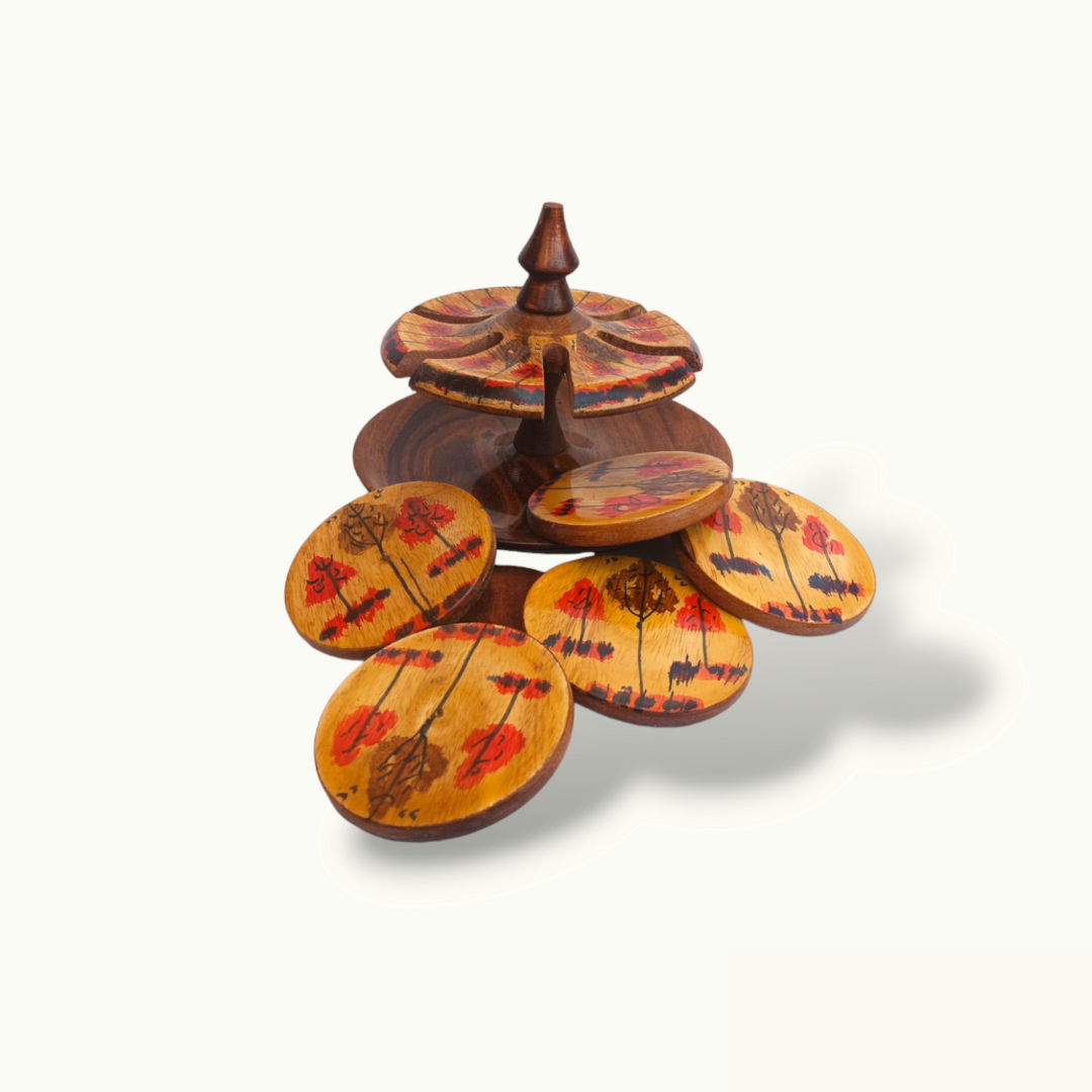 Stunning Umbrella Shape Tea Coasters, Beautiful Wooden Tea Coaster.