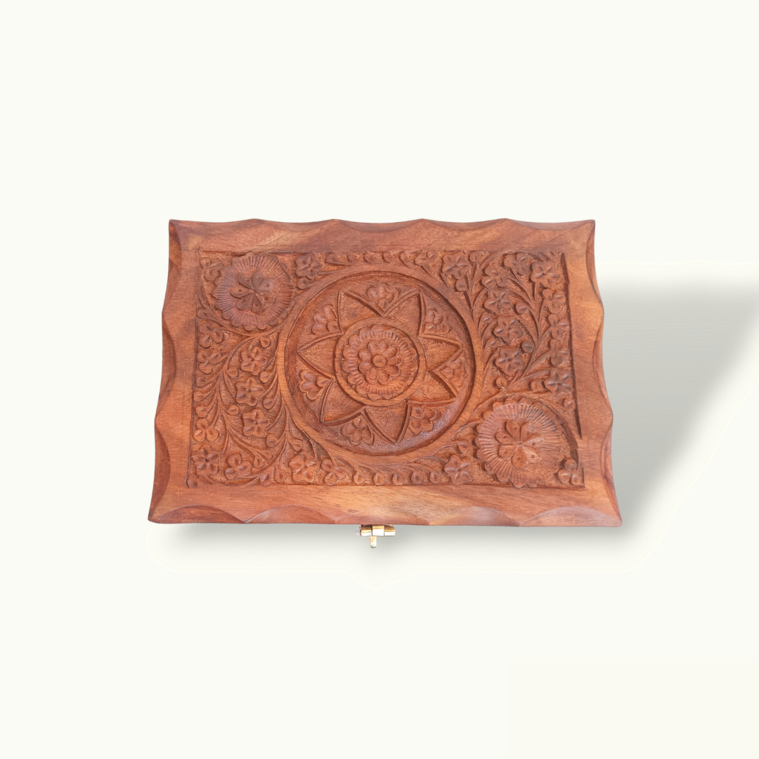 Beautiful Carved Jewelry Box, The Carving Art Wooden Box.