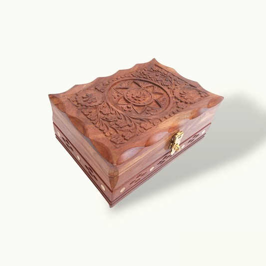 Beautiful Carved Jewelry Box, The Carving Art Wooden Box.